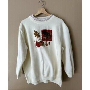Vintage Bobbie Brooks 90s Harvest Fall‎ Thanksgiving Embroidered Sweatshirt XL